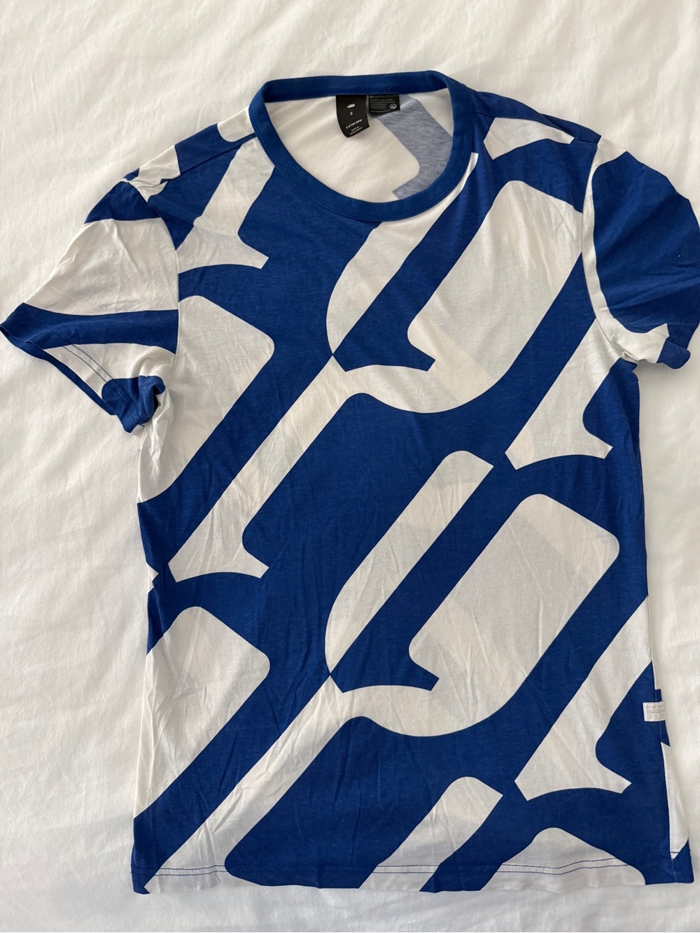 G-Star Bold Blue & White Graphic Tee